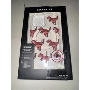 Coach Rexy Glitter Red Dinosaur iPhone 16 Protective MagSafe Phone Case